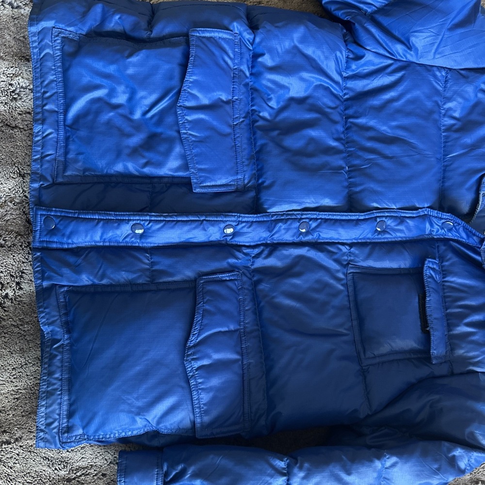 Vintage Packable Quilted Goose Down Men's Jacket Blue Outdoors Snow Small - Picture 11 of 16